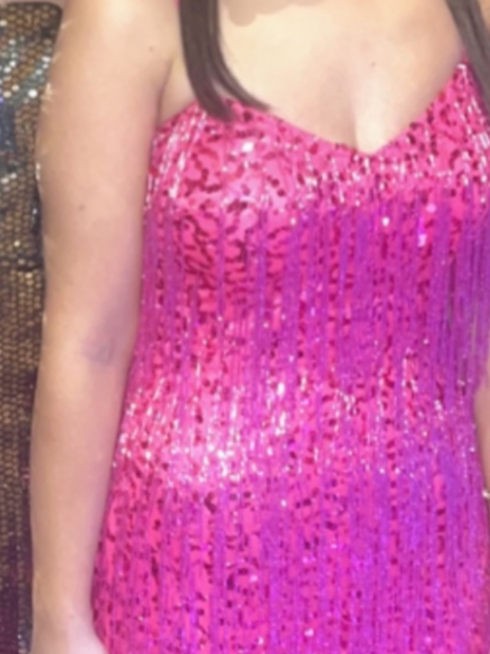 Pink sequins fringe dress